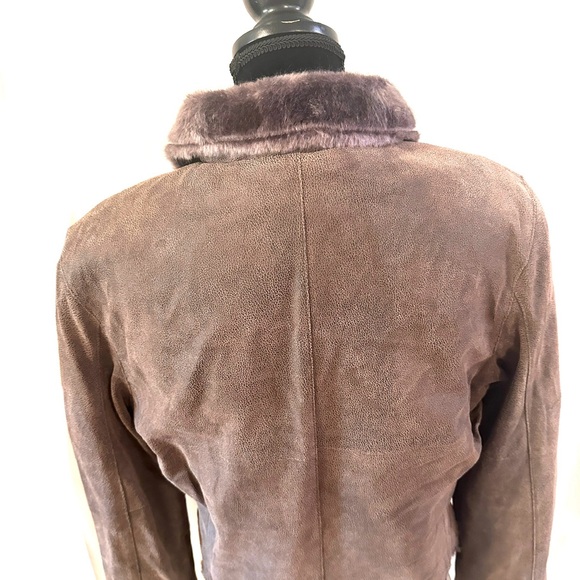 Roper Womens Size Large Brown Leather Cropped Jacket Faux Fur Lining & Trim - Picture 4 of 13